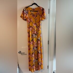 Rokoko yellow floral floor length summer dress